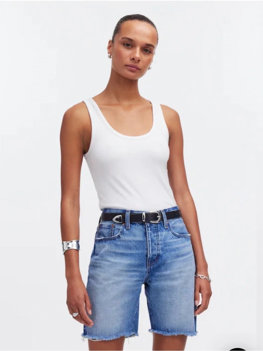 NWT Madewell Long Denim Shorts in Pedersen Wash